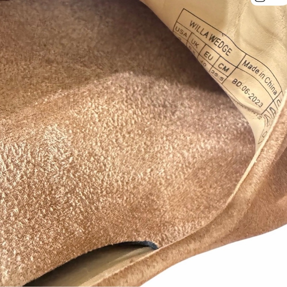 Vionic Willa Tan Suede Slip-On Wedge Clogs - Picture 9 of 12
